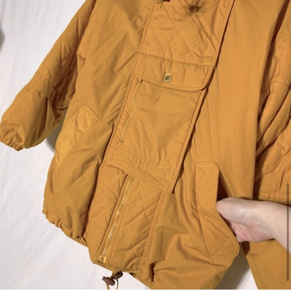 Vintage 90s Elements Mustard Yellow Coat With Removable Hood M - Picture 7 of 16